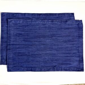 Crate & Barrel Lamont Lapis Blue Cotton Placemats - Set of 2 - Coastal Nautical